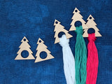 Chrsitmas Tree Thead Drops with examples of how to use with embroidery floss.